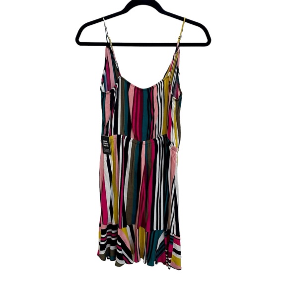 NWT!! Express Colorful striped ruffle dress w/ adjustable straps - Picture 2 of 5